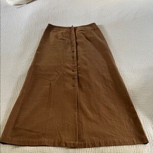 OZMA Chestnut A-Line Skirt with Button Detail